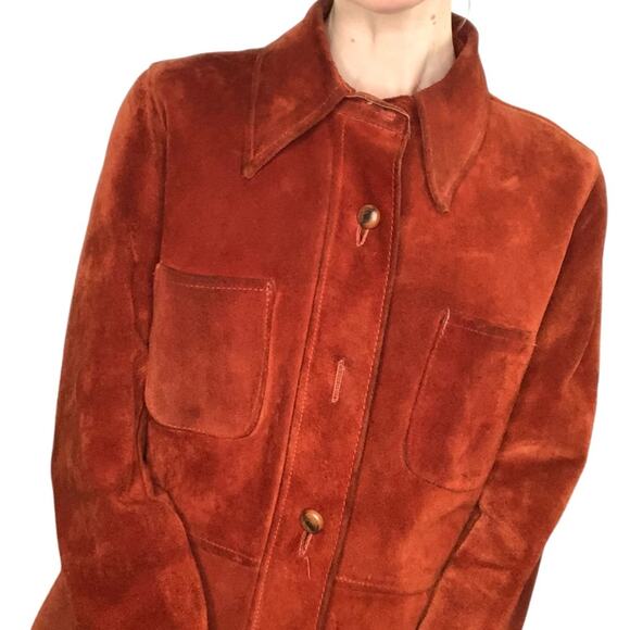 Vintage suede‎ jacket 70’s rust red - Picture 3 of 12